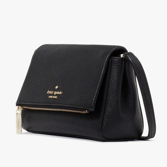 New Kate Spade Leila Mini Zip Crossbody Pebble Leather Black - Picture 1 of 6